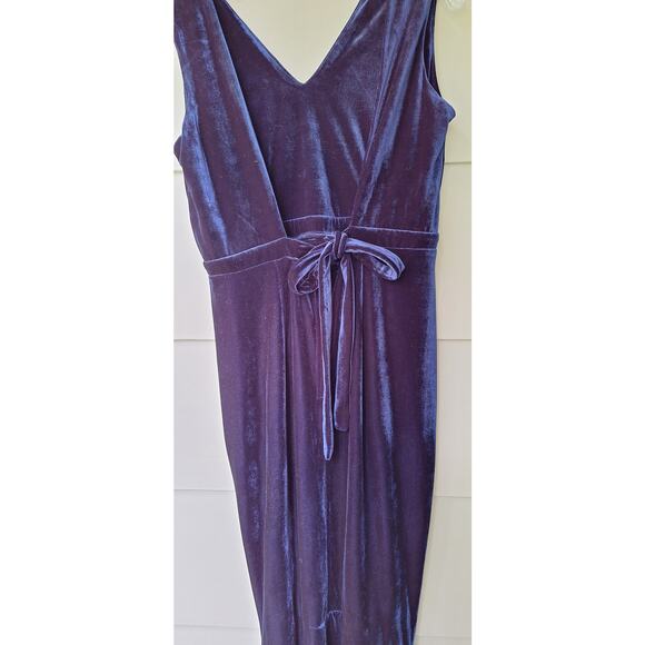 Modcloth x Collectif Blue Velvet Mermaid Side Slit Gown Maxi Dress Size 12 Goth - Picture 5 of 11